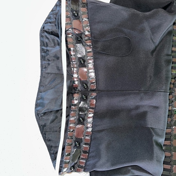 Authentic BADGLEY MISCHKA NWT BLACK LEATHER TRIM COCKTAIL SHEATH DRESS SIZE 0 - Picture 11 of 11